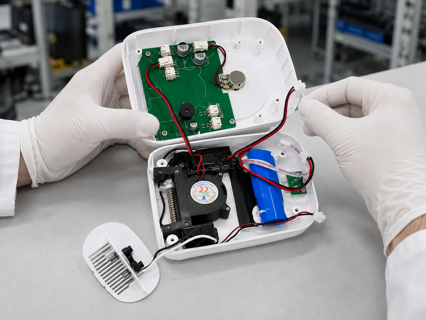 Открытый Model X Battery с установленными компонентами